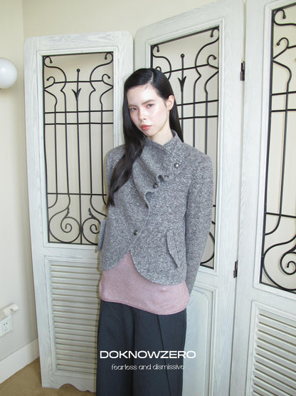 DKZ OFFICIAL Ruched Retro Wool Blend Women&