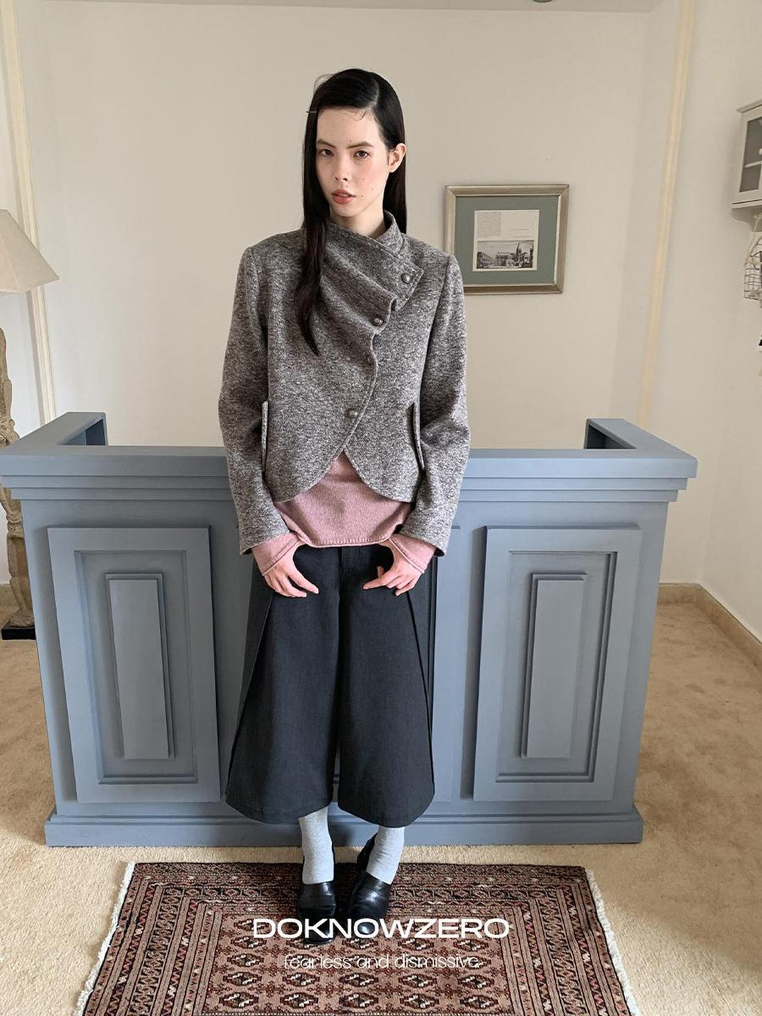 DKZ OFFICIAL Ruched Retro Wool Blend Women&