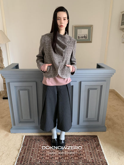 DKZ OFFICIAL Ruched Retro Wool Blend Women&