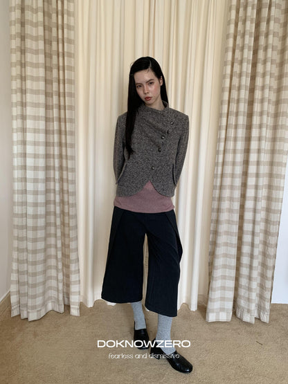 DKZ OFFICIAL Ruched Retro Wool Blend Women&