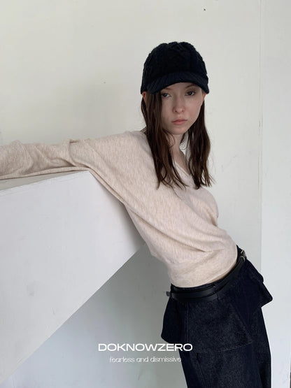 DKZ OFFICIAL Ruffle Waist Curved Hem Jeans