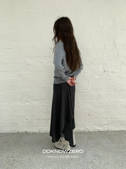 DKZ OFFICIAL Ruffled Asymmetric Patchwork Modal Wool Women&