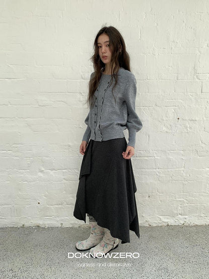 DKZ OFFICIAL Ruffled Asymmetric Patchwork Modal Wool Women&
