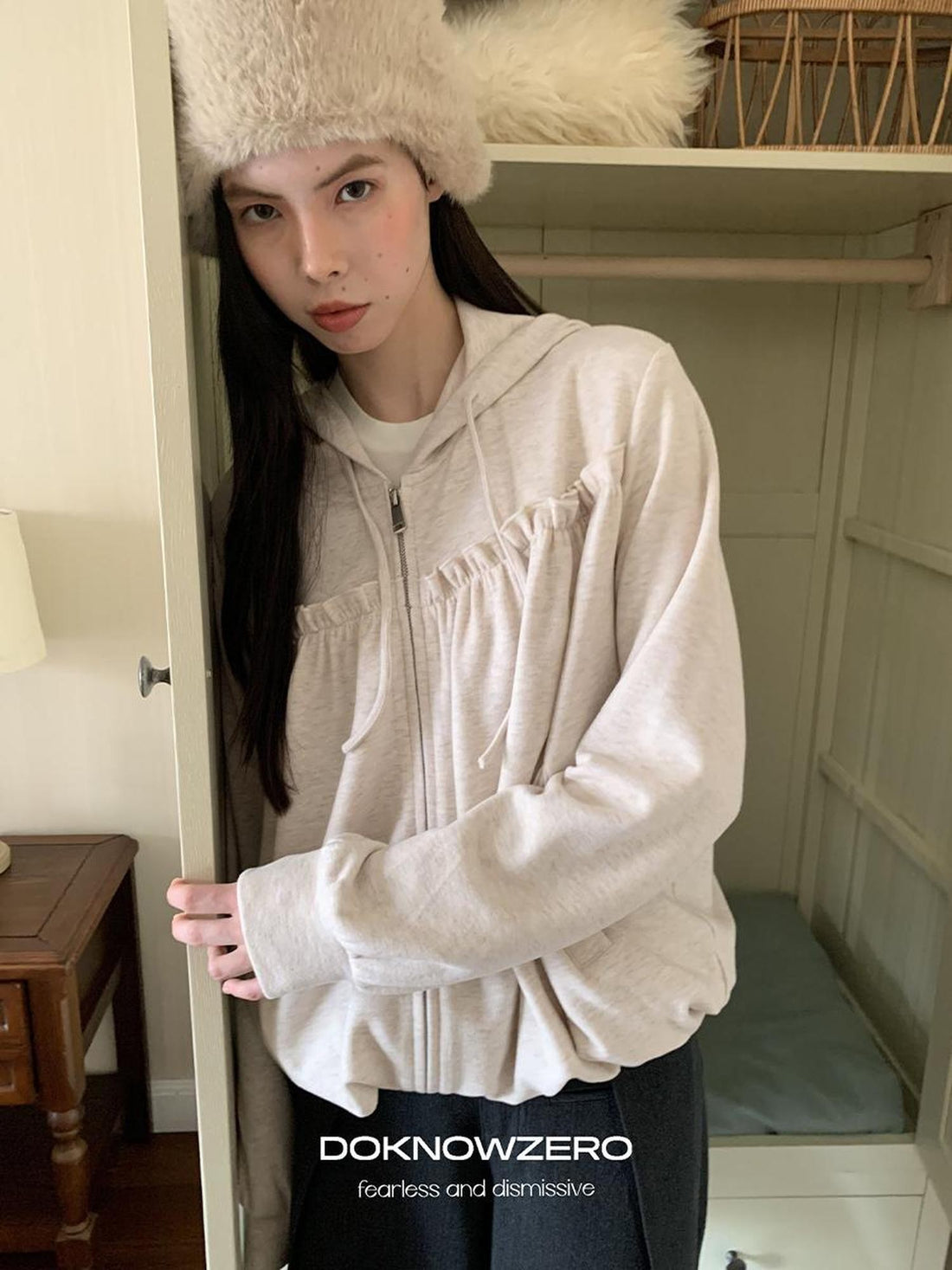 DKZ OFFICIAL Ruffled Hem Loose Fit Women&