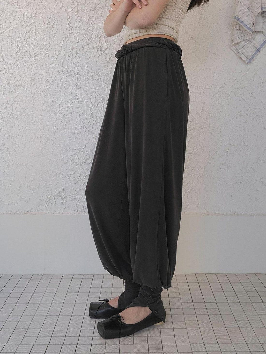 DKZ OFFICIAL Sandwashed Lace Trim Knit Tapered Women&