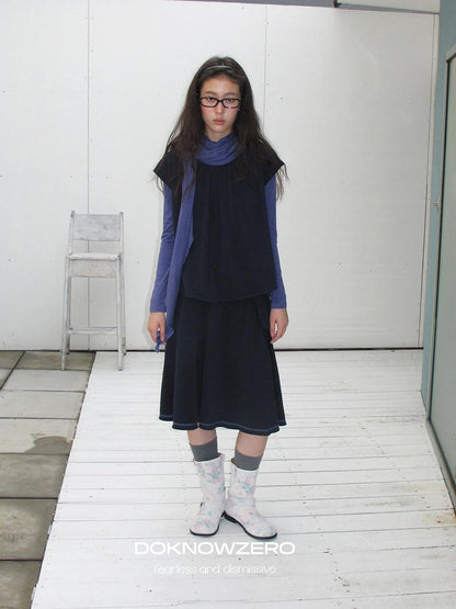 DKZ OFFICIAL Scarf Paneled Fake Two Piece Women&