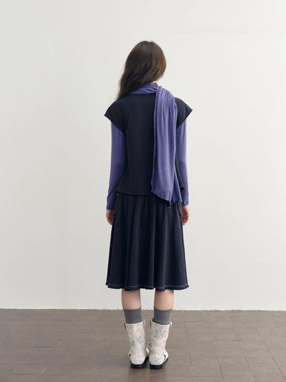DKZ OFFICIAL Scarf Paneled Fake Two Piece Women&