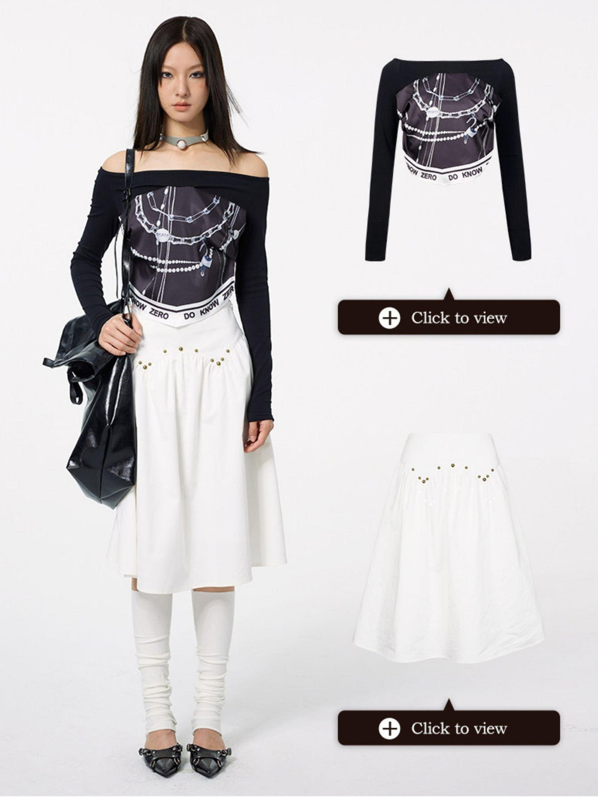 DKZ OFFICIAL Scarf Splice Faux Two Piece Off Shoulder Women&