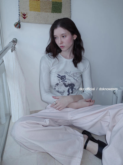DKZ OFFICIAL Seven Sleeve T-shirt With Playful Bunny Print