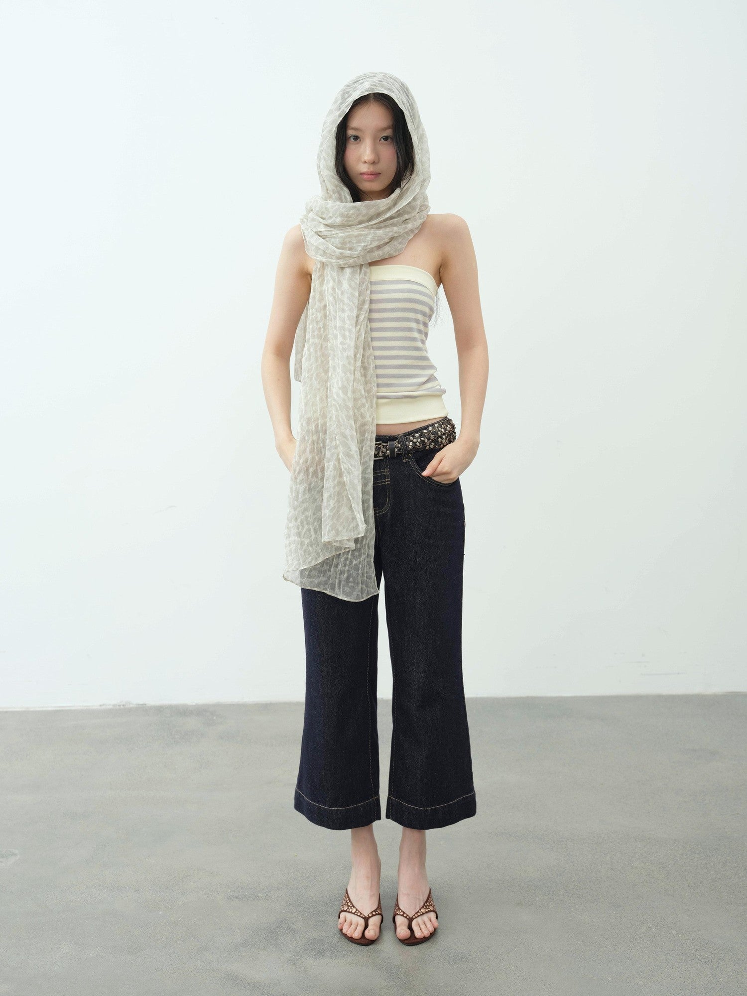 DKZ OFFICIAL Sheer Layered Leopard Print Women&