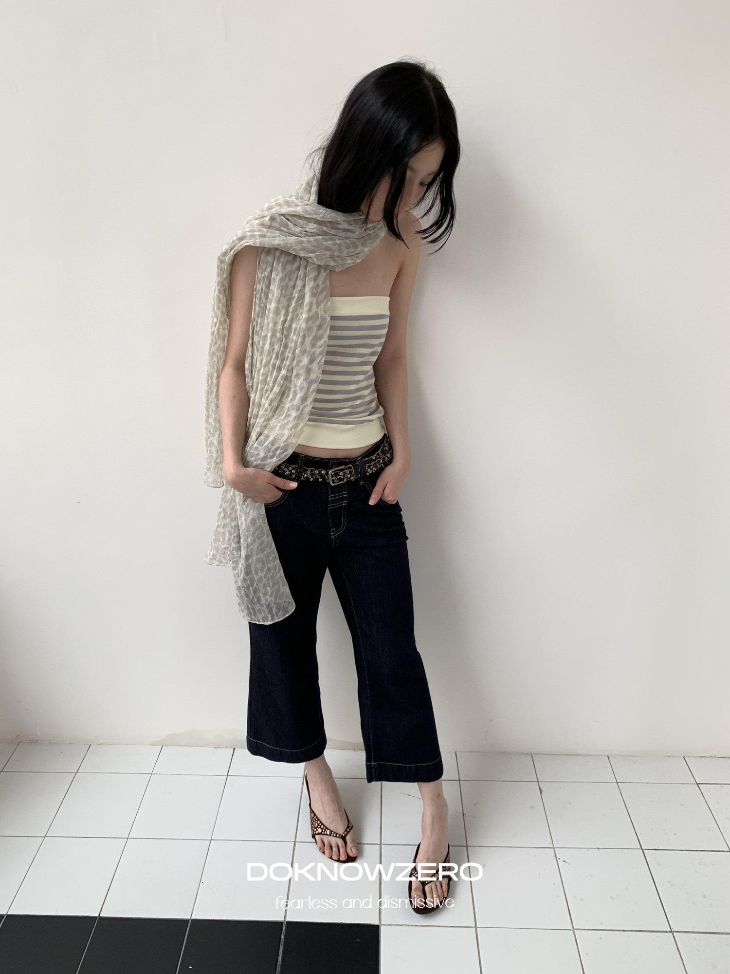 DKZ OFFICIAL Sheer Layered Leopard Print Women&