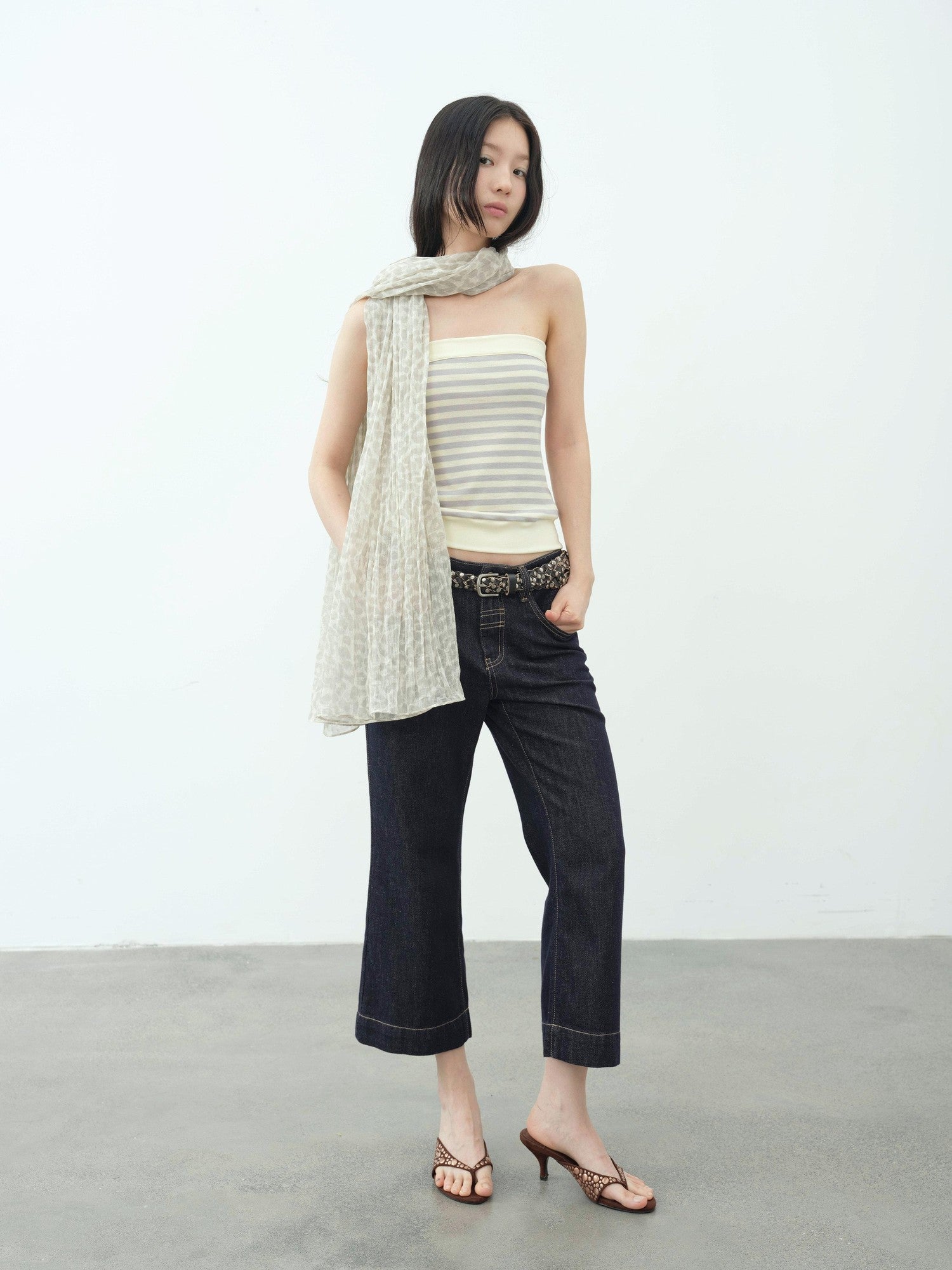 DKZ OFFICIAL Sheer Layered Leopard Print Women&