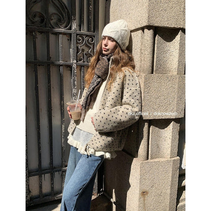 DKZ_OFFICIAL_Sherpa_Stand_Collar_Heart_Print_Double_Zipper_Women&