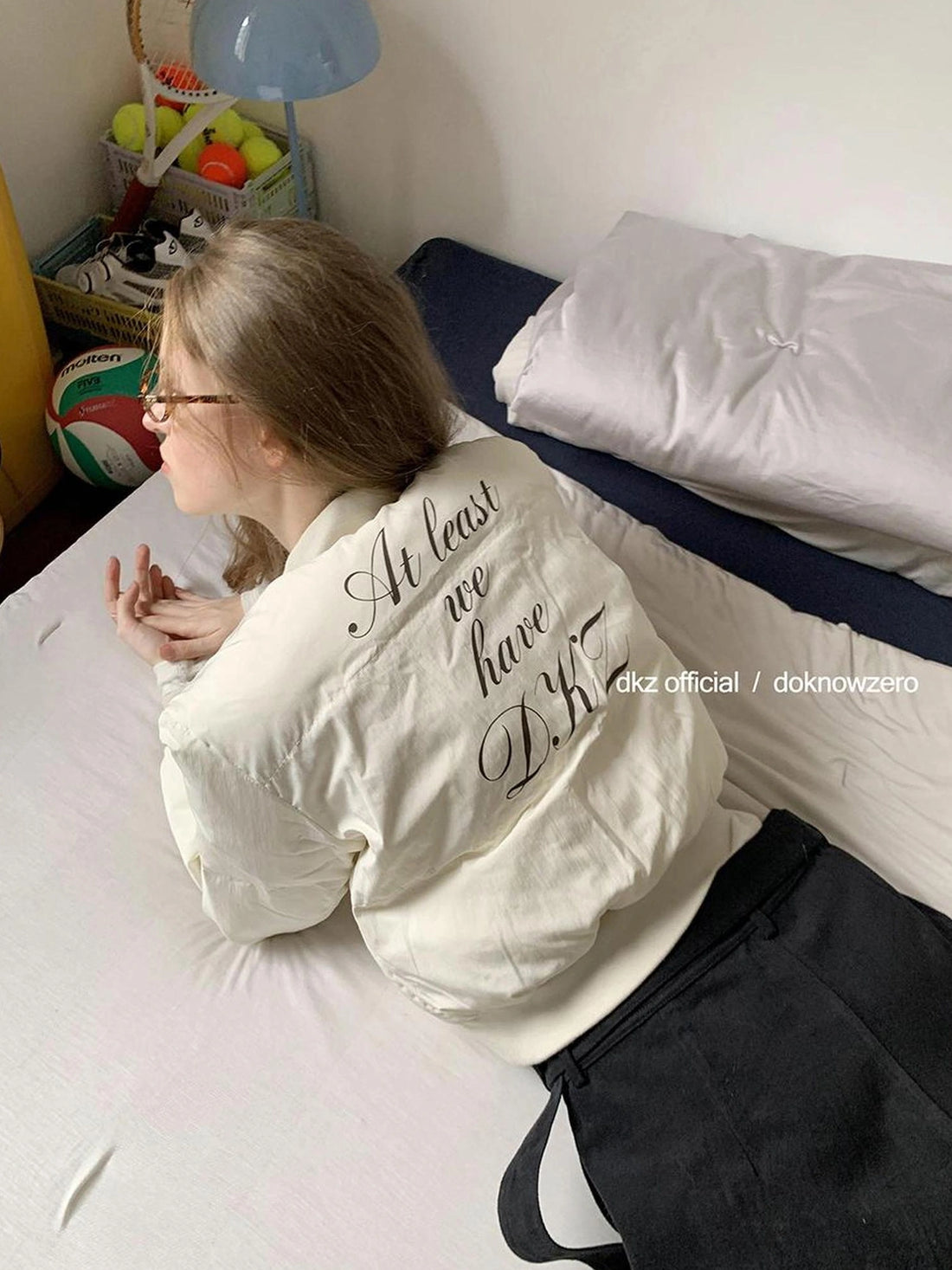 DKZ OFFICIAL Short Padded Jacket For Women Slim Fit Letter Print Autumn Winter Coat