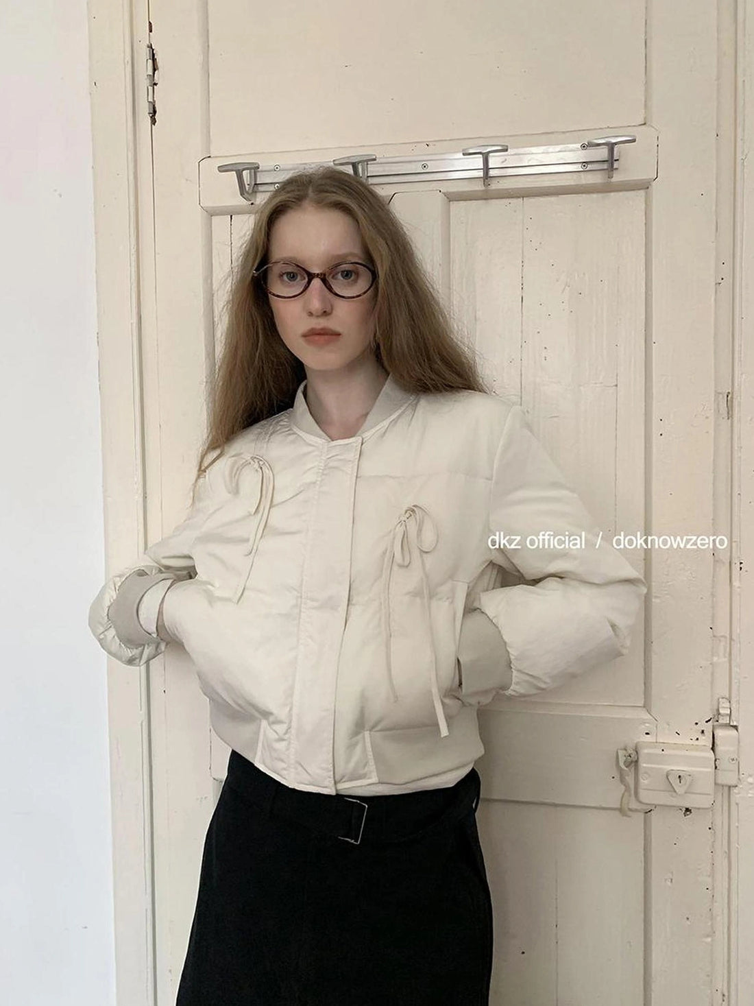 DKZ OFFICIAL Short Padded Jacket For Women Slim Fit Letter Print Autumn Winter Coat