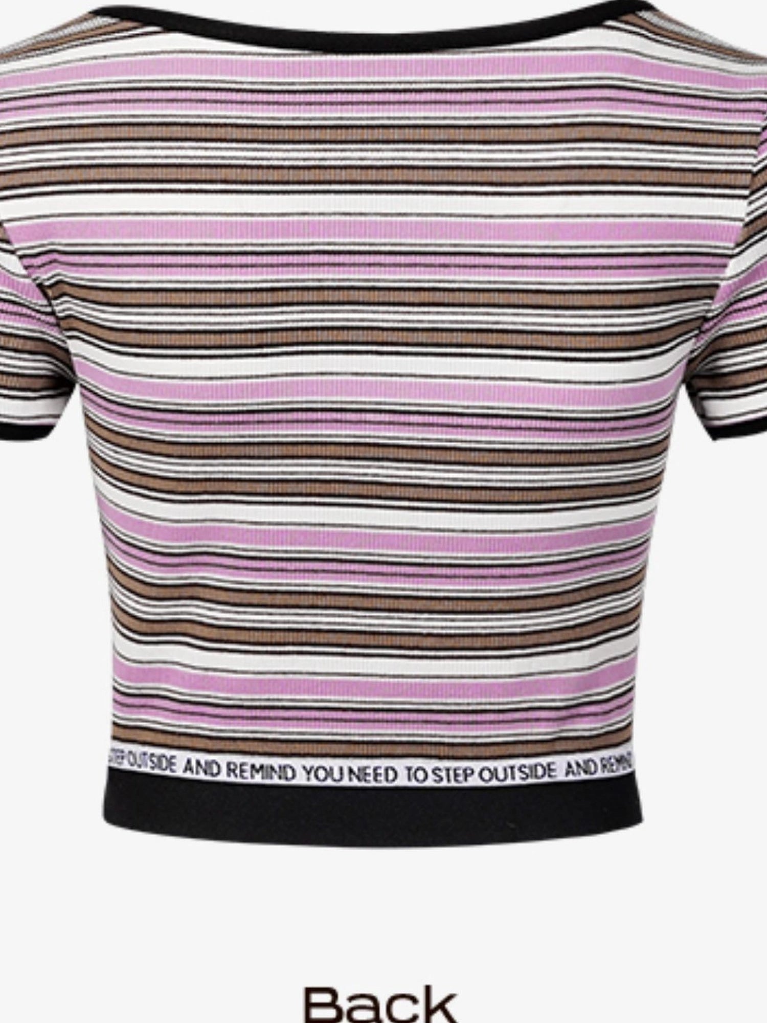 DKZ OFFICIAL Short Sleeve Square Neck Striped Tee With Bow