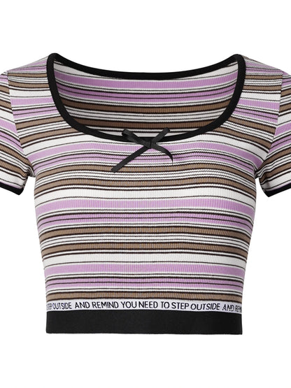 DKZ_OFFICIAL_Short_Sleeve_Square_Neck_Striped_Tee_With_Bow_MISSTT