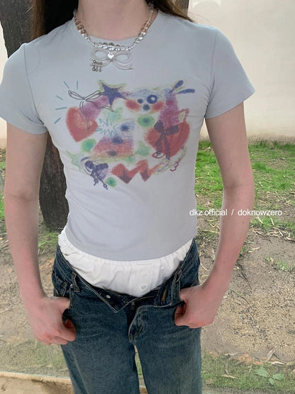 DKZ OFFICIAL Short Sleeve T-shirt With Colorful Butterfly Print