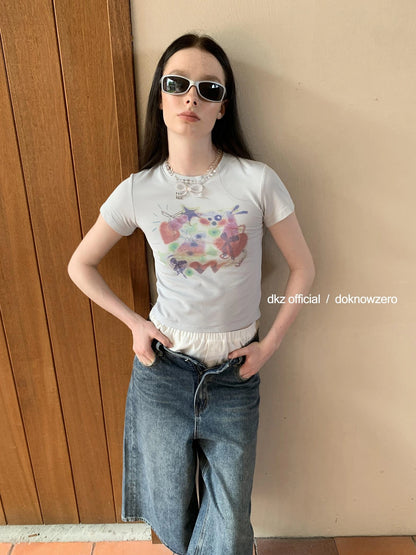 DKZ OFFICIAL Short Sleeve T-shirt With Colorful Butterfly Print