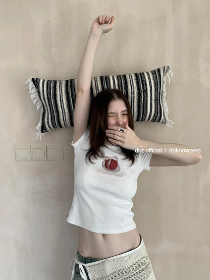 DKZ OFFICIAL Short Sleeve Top With Tomato Studded Print