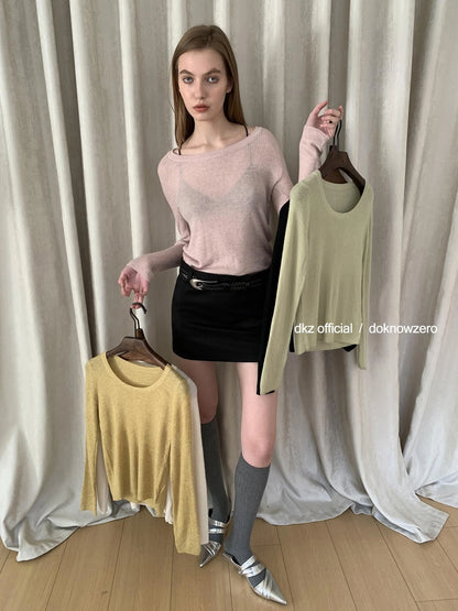 DKZ OFFICIAL Simple Crewneck Knit Top For Women