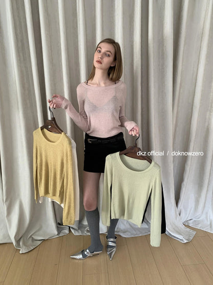 DKZ OFFICIAL Simple Crewneck Knit Top For Women