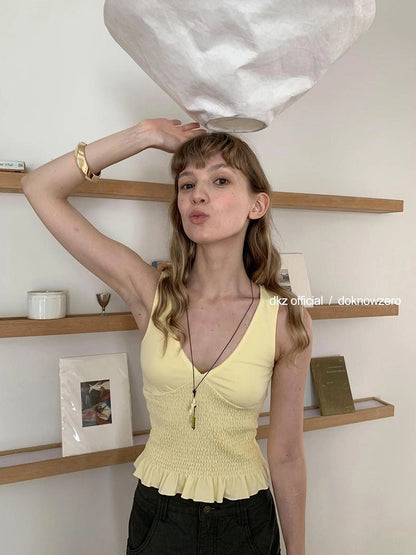 DKZ OFFICIAL Sleeveless V-neck Vest For Women Summer Slim Fit Top