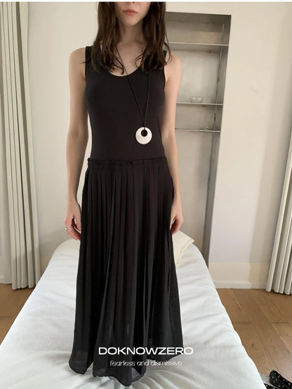 DKZ OFFICIAL Slim Fit Basic Spaghetti Strap Slip Dress V-neck
