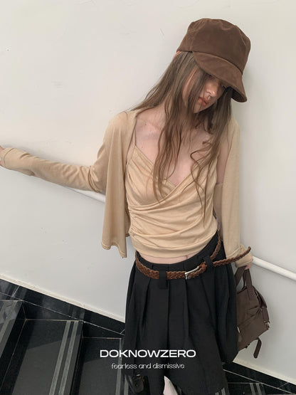 DKZ OFFICIAL Slim Fit Cross Tie Knitted Two Piece Women&