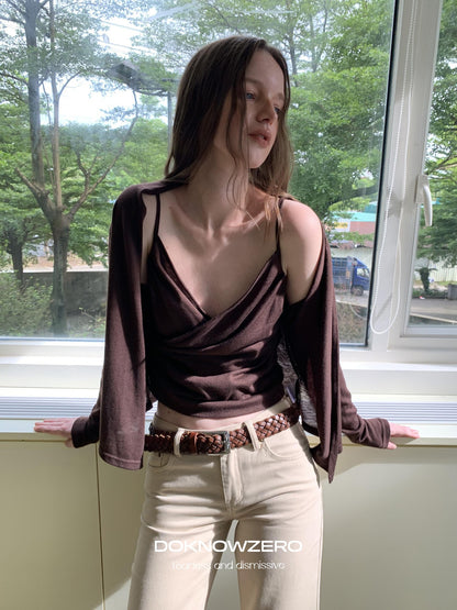 DKZ OFFICIAL Slim Fit Cross Tie Knitted Two Piece Women&