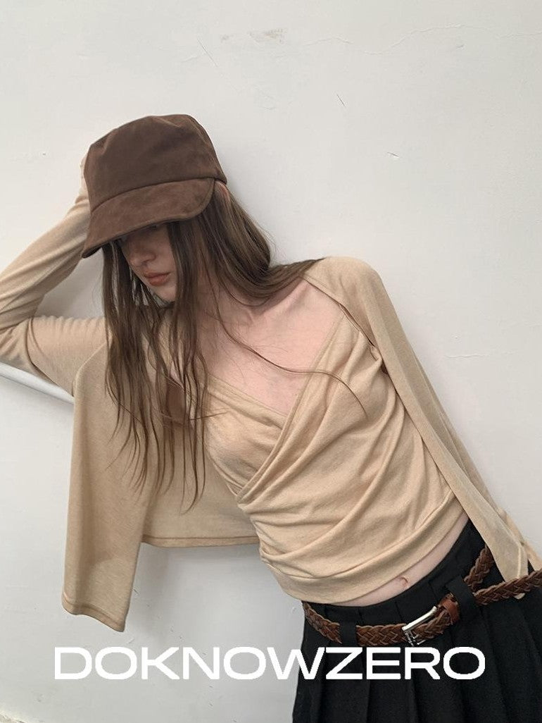 DKZ OFFICIAL Slim Fit Cross Tie Knitted Two Piece Women&