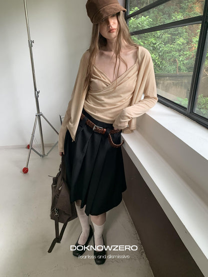 DKZ OFFICIAL Slim Fit Cross Tie Knitted Two Piece Women&