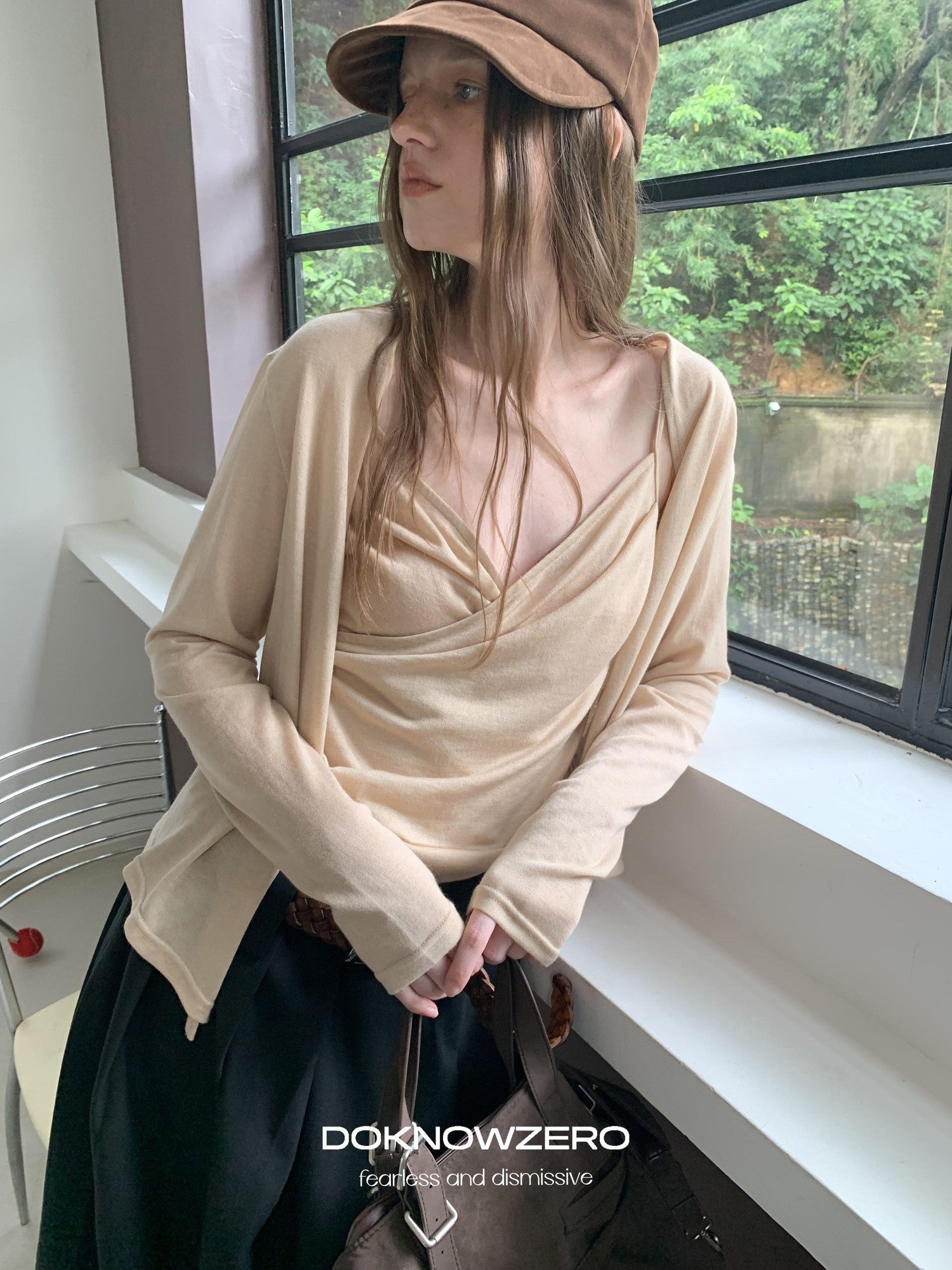 DKZ OFFICIAL Slim Fit Cross Tie Knitted Two Piece Women&