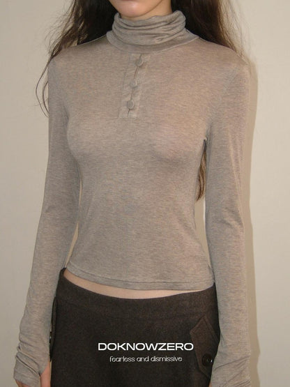 DKZ OFFICIAL Slim Fit High Neck Camel Women&