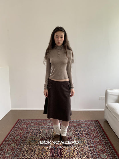 DKZ OFFICIAL Slim Fit High Neck Camel Women&