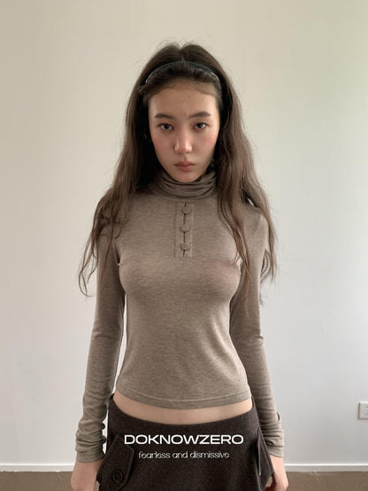 DKZ OFFICIAL Slim Fit High Neck Camel Women&