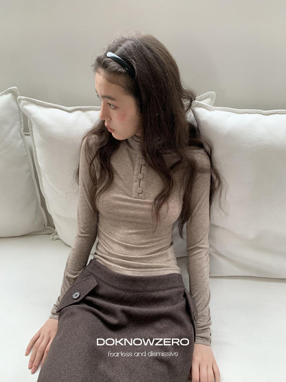 DKZ OFFICIAL Slim Fit High Neck Camel Women&