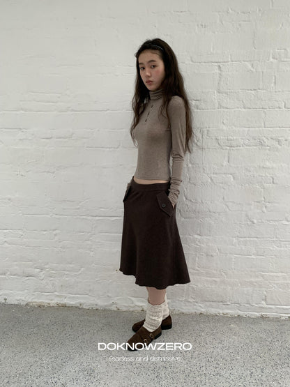 DKZ OFFICIAL Slim Fit High Neck Camel Women&