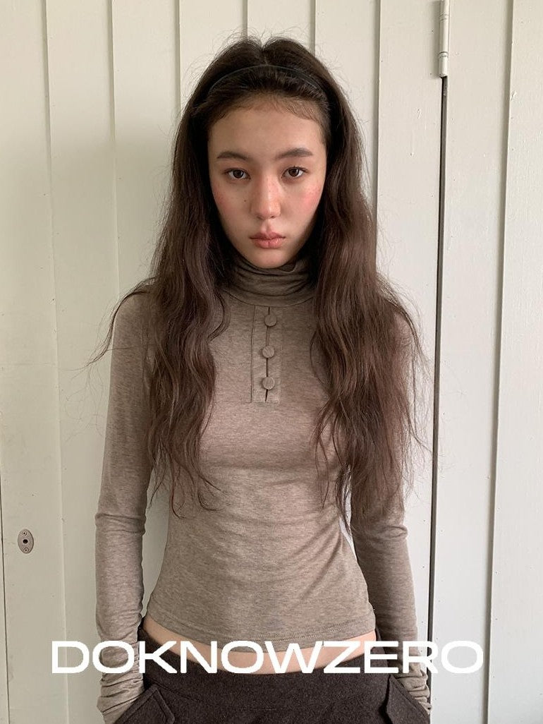 DKZ OFFICIAL Slim Fit High Neck Camel Women&