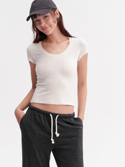 DKZ OFFICIAL Slim Fit U Neck Short Sleeve Modal Solid Women&