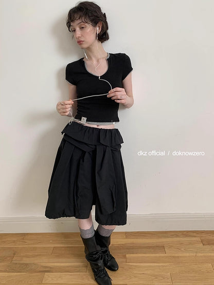 DKZ_OFFICIAL_Slim_Fit_V-Neck_Short_Sleeve_T-Shirt_For_Women_MISSTT