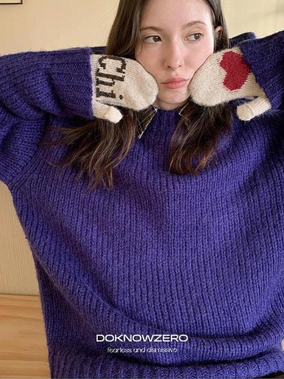DKZ OFFICIAL Soft Mohair Blend Lazy Knit Sweater
