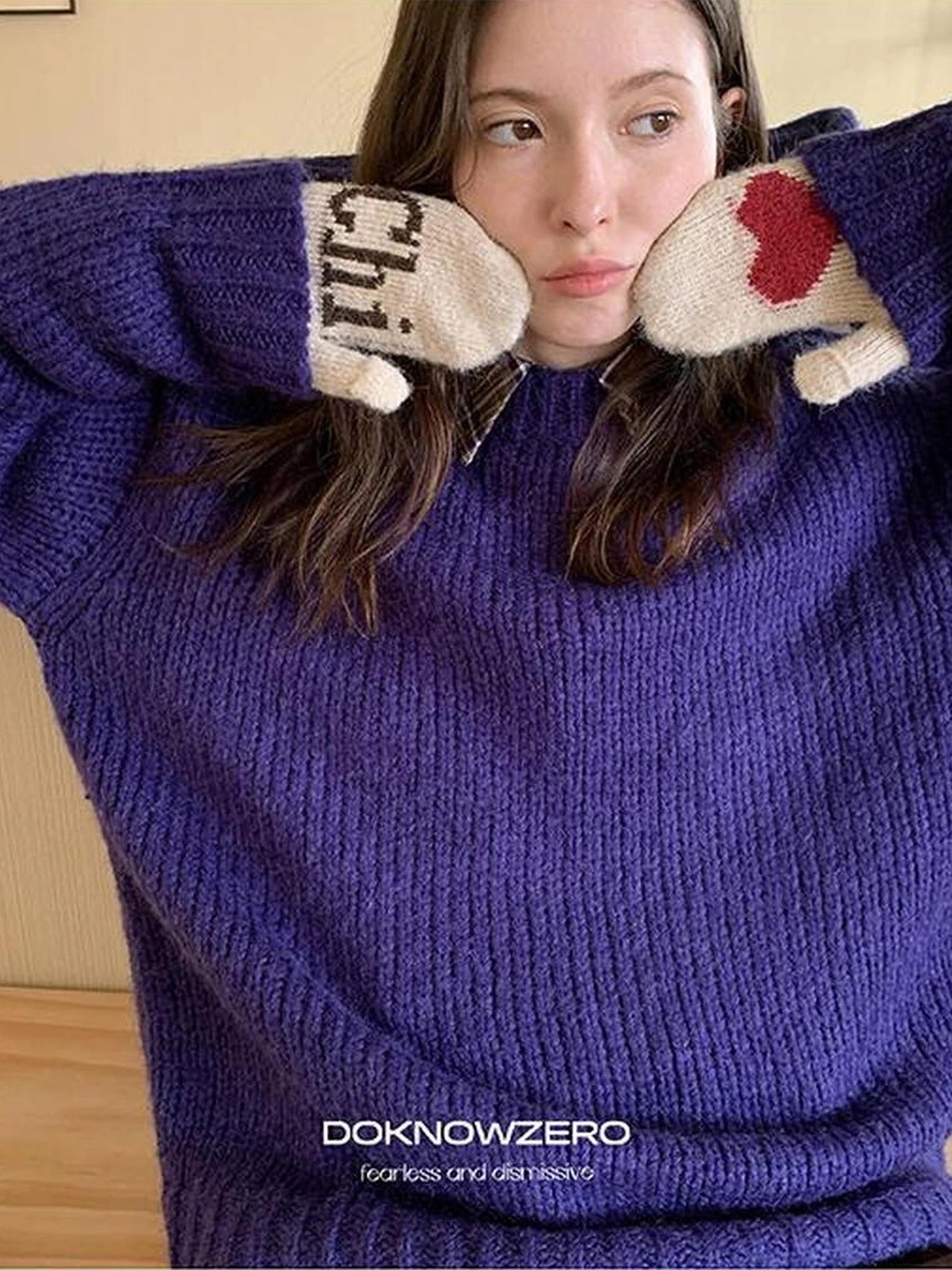 DKZ OFFICIAL Soft Mohair Blend Lazy Knit Sweater
