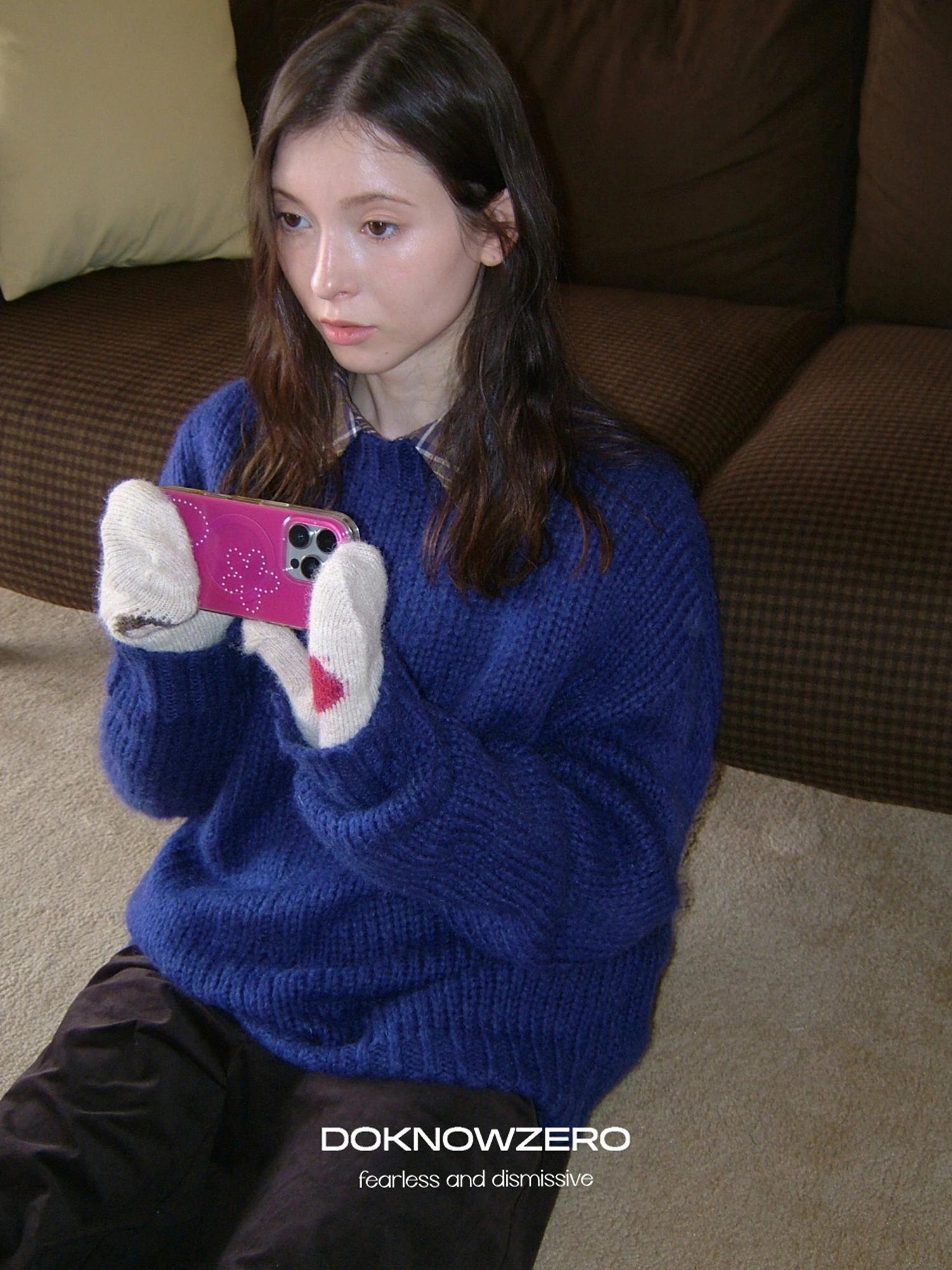 DKZ OFFICIAL Soft Mohair Blend Lazy Knit Sweater
