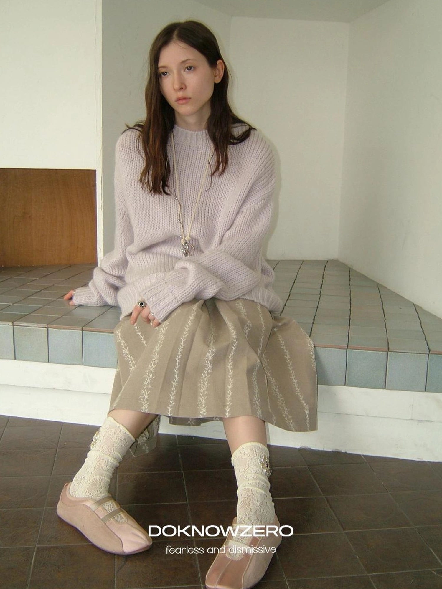 DKZ OFFICIAL Soft Mohair Blend Lazy Knit Sweater