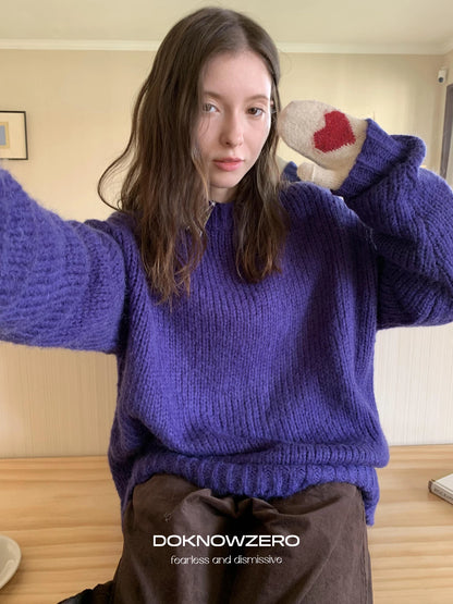 DKZ OFFICIAL Soft Mohair Blend Lazy Knit Sweater