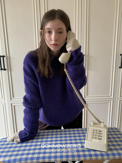 DKZ OFFICIAL Soft Mohair Blend Lazy Knit Sweater