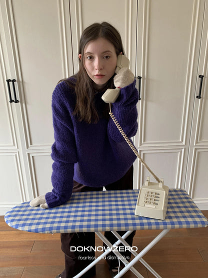 DKZ OFFICIAL Soft Mohair Blend Lazy Knit Sweater