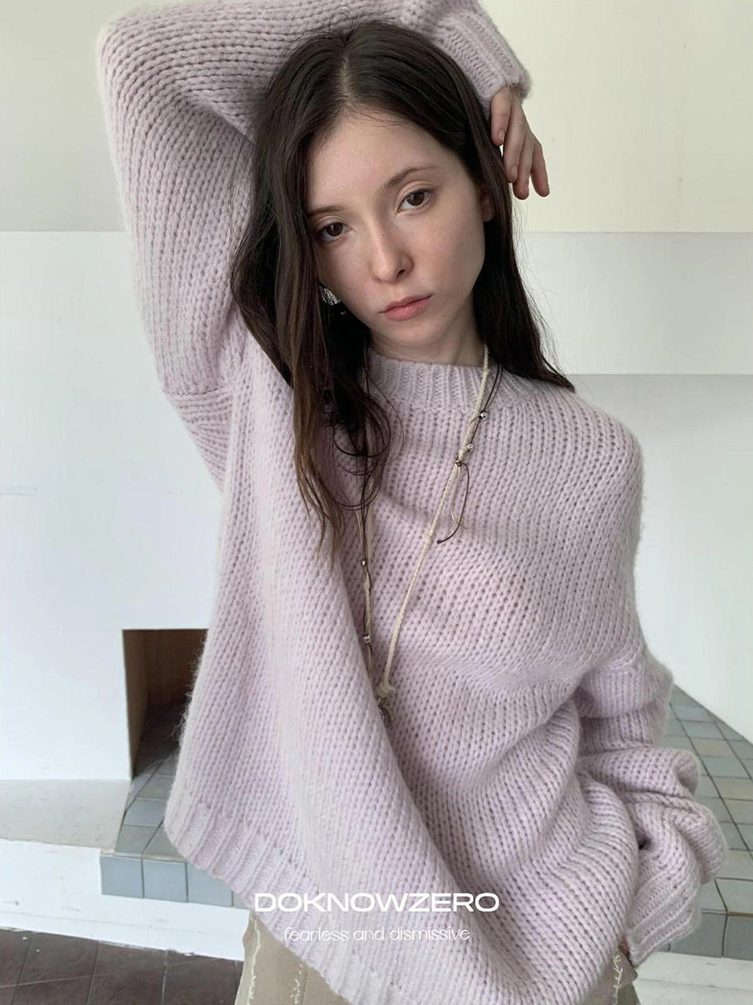DKZ OFFICIAL Soft Mohair Blend Lazy Knit Sweater