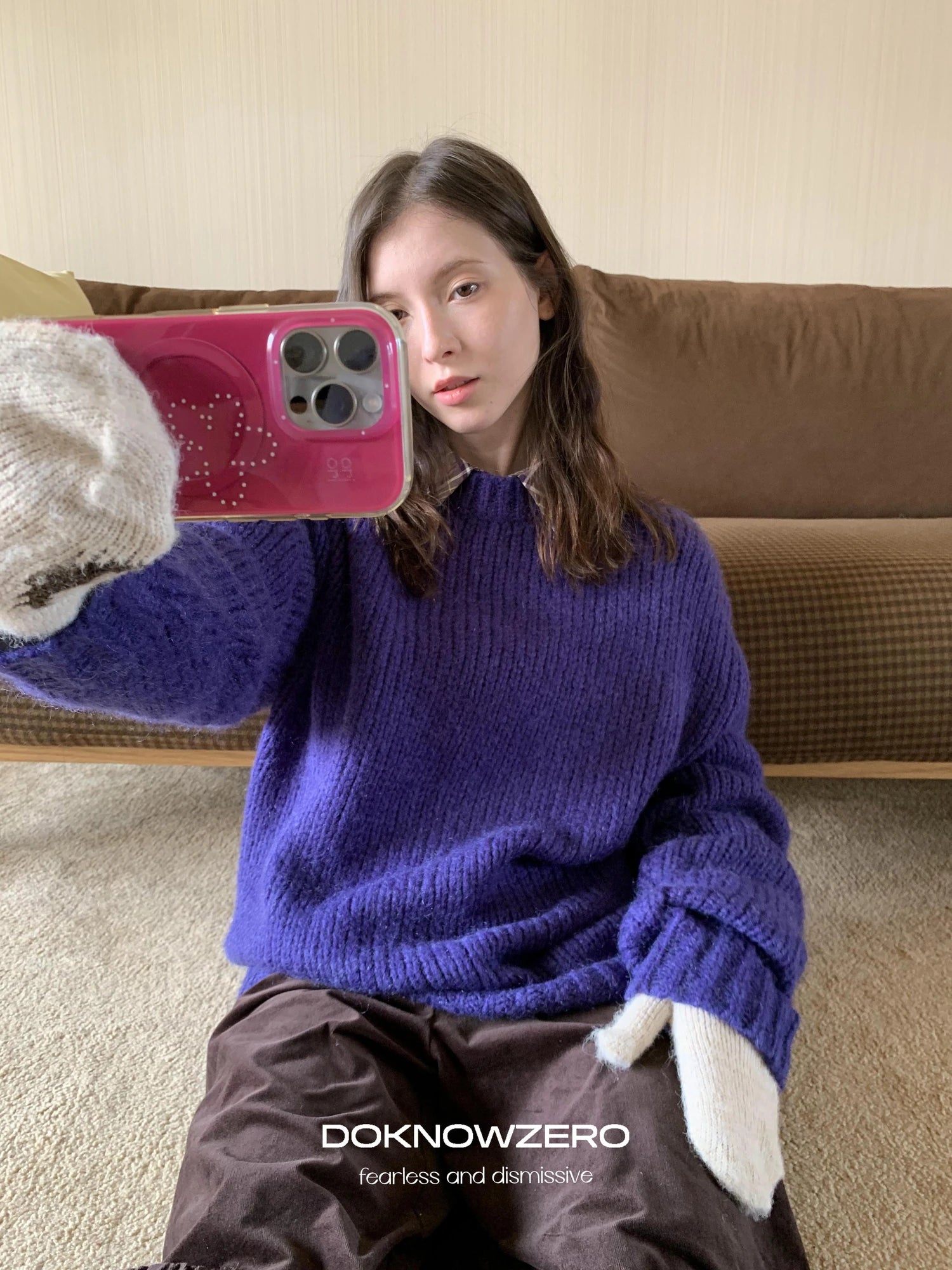 DKZ OFFICIAL Soft Mohair Blend Lazy Knit Sweater